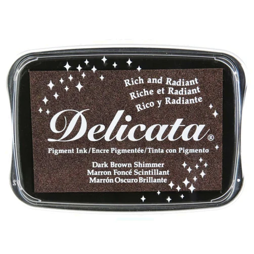 Tsukineko DE000354 Delicata Metallic Pigment Inkpad, Dark Brown Shimmer