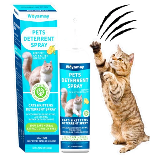 Woyamay Cat Deterrent Spray, Dog and Cat Repellent Indoor & Outdoor, Cat Spray Deterrent for Scratching, Dog Deterrent Spray to Keep Pet Off Limits Areas, Protect Furniture, Sofa, Rug, Curtain, 200 ml