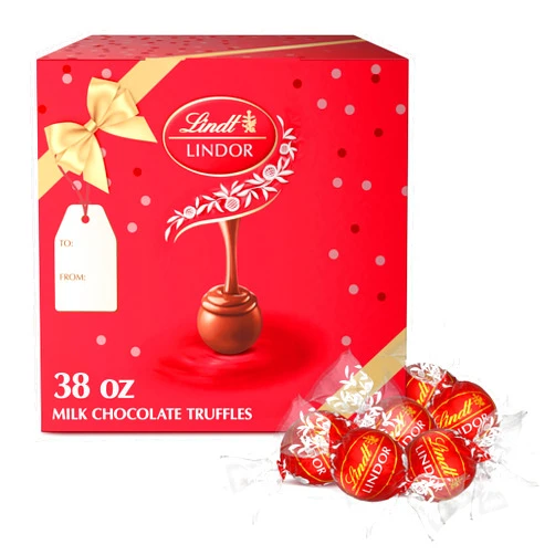 Lindt LINDOR Milk Chocolate Truffles 90 Count Gift Box, Chocolate Candy with Smooth, Melting Truffle Center, 38 oz. Box