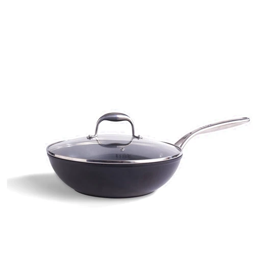 Frök All-In-One Non-Stick Fry Pan Meets Wok with Lid, 11-Inch, Black & Silver