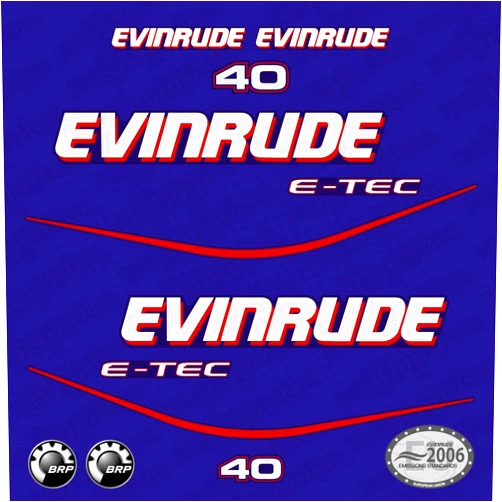 411 Decals Aftermarket Replacement for Evinrude 40 Blue Model (1999-2004) Outboard Decal Sticker Set