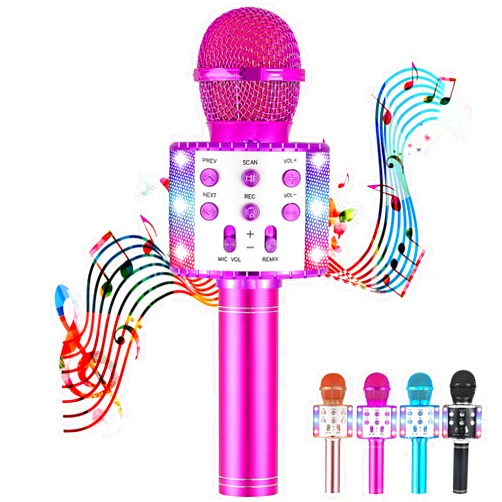 ANBOVES Karaoke Microphone for Kids Adults, Portable Handheld Bluetooth Wireless Karaoke Mic Speaker Machine Gifts for Birthday Party Christmas