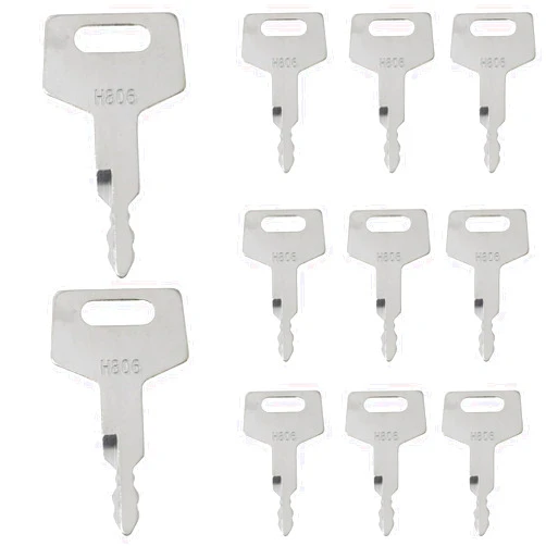 Gmobi 10Pack Ignition Keys H806 17001-00019 Keychains Heavy Equipment Forklift Key Universal Fitment for Takeuchi Hitachi Gehl New Holland Case CTL Crawler Loader