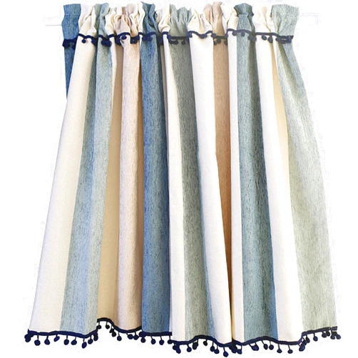MFCCRAZY Rustic Chenille Striped Decorative Curtains, Alternating Fabrics, Thick and Drapey, Suitable for cafes, bistros, Kitchens to Prevent Oil Fume/Bedroom to Prevent Privacy .-Blue||150 * 60cm