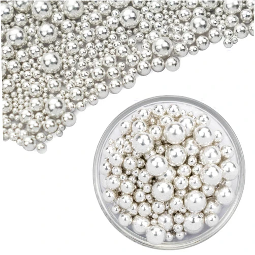 Dazzjoy Silver Pearl Sugar Candy Sprinkles, Mix Size, 4.58oz, Sprinkles for Cupcake Decorating, Baking Cake Decorations, Wedding Party