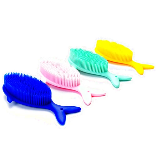 Penepico Premium Sensory Brush for Kids or Autism,Soft Silicone Body Scrubber,2 in 1 Sensory Room Occupational Therapy Sensory Brushes,Silicone Loofah,Pet Shower Brush Bath Brush Shampoo Brush(Whale-Blue)