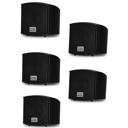 Acoustic Audio by Goldwood Acoustic Audio AA321B Mountable Indoor Black Speakers 1000 Watts 5 Piece Set AA321B-5S