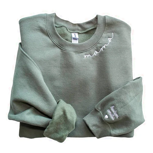 NAZENTI-Custom Mama Embroidered Sweatshirt Kids Names-Personalized Gifts For New Mom, Mommy Birthday, Mothers Day, Christmas