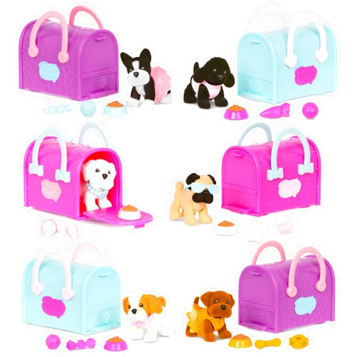 Pucci Pups – Collectible Puppy Set – 6 Toy Dogs Included – Carrier Purse – Food Bowls & Accessories 3+ Years