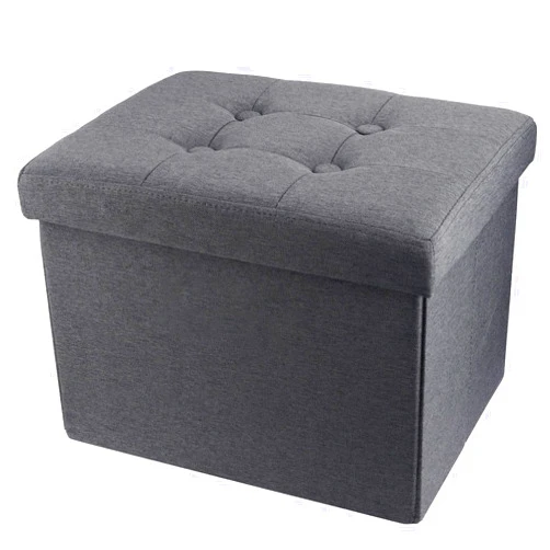ALASDO Storage Ottoman Footrest Stool Small Ottoman with Storage Foldable Ottomans Foot Rest Footstool Bench for Living Room 17x13x13inches Grey