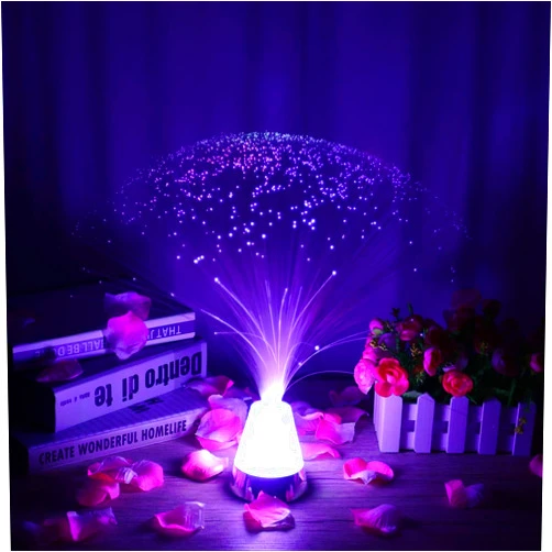 Uonlytech Fiber Optic Light Color-Changing, Fiber Optic Mood Novelty Lamps Lighting Glacier Lite with Crystals Base for Bedroom Parties