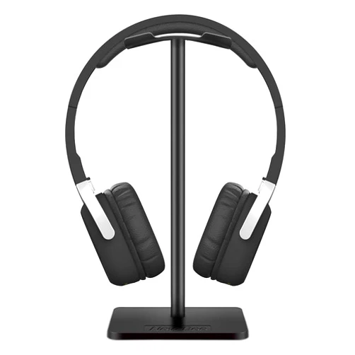 New bee Headphone Stand Headset Holder Earphone Stand with Aluminum Supporting Bar Flexible Headrest ABS Solid Base for All Headphones Size (Black)