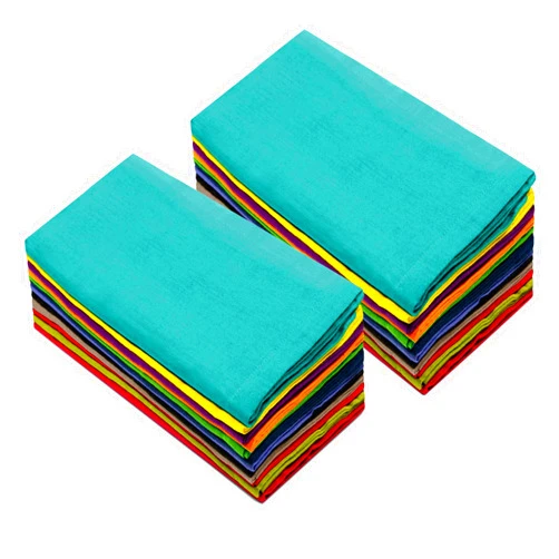 COTTON CRAFT Multicolor Cloth Napkins - Set of 24 Pure Cotton Everyday Lunch Dinner Napkin - Spring Summer Fall Holiday Birthday Party Gift - Soft Washable Absorbent Reusable Napkin - 17 x17