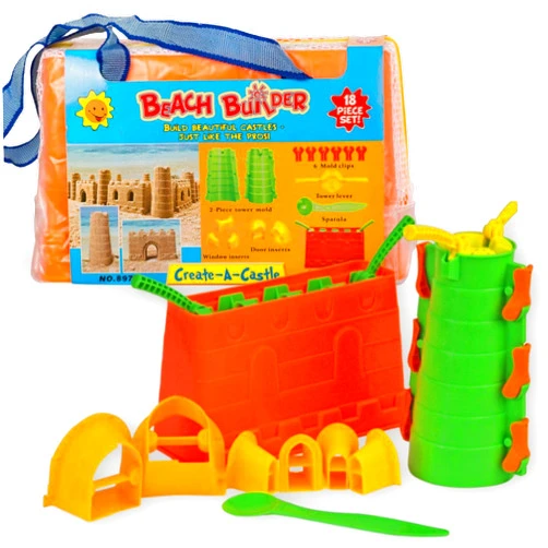Liberty Imports Beach Builder Create a Sand Castle Pro Building Split Mold Sand Castle Construction, Plastic Beach Toy for Kids (18 Pcs)
