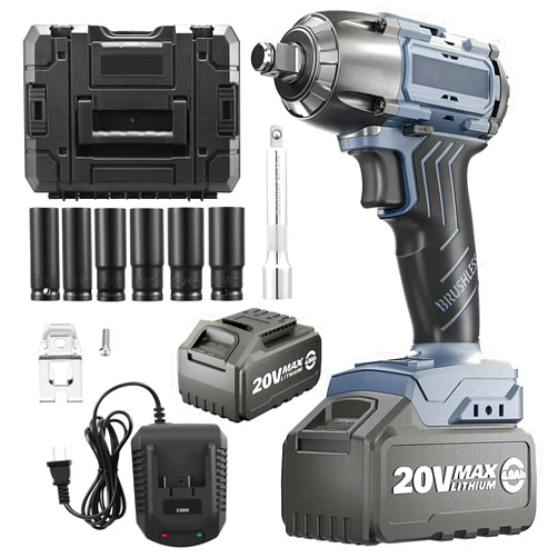 WSSEY 1/2 Inch Cordless Impact Wrench with 4.0Ah Battery, 4000mAh Capacity, 2800-2300 RPM Speeds, Ergonomic Handle, LED Work Light, Metal Hook for Hanging