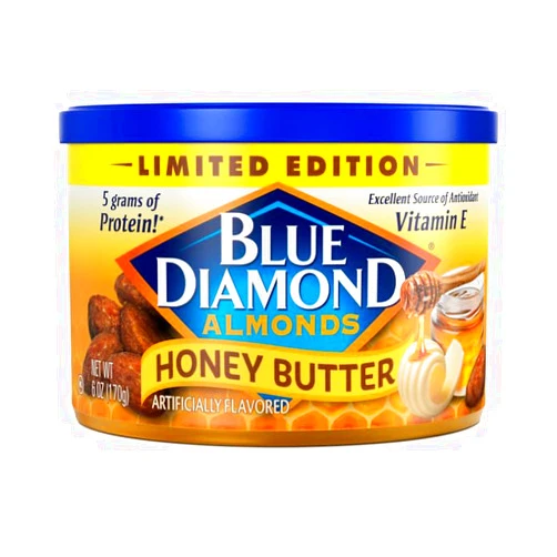 Blue Diamond Almonds, Snack Nut Flavored Honey Butter perfect for on-the-go and snacking, 6 Ounce Can