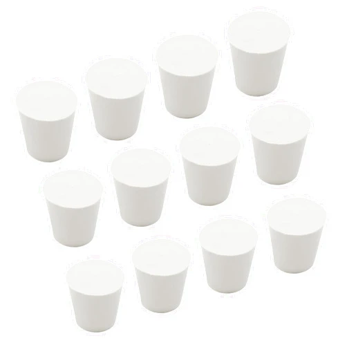 Kyuionty 12 Pack Size 5# Solid Rubber Stoppers, Tapered Lab Seal Tube Stopper Plug, 29x22x28mm (White)
