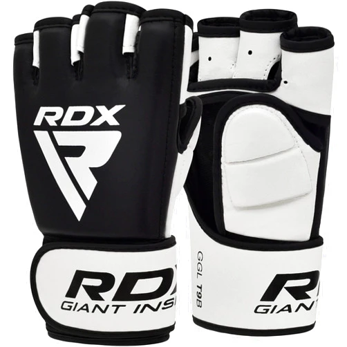 RDX MMA Gloves for Martial Arts Grappling Sparring Training, Cowhide Leather Open Palm and Wrist Strap, Padded Mitts for Muay Thai, Punching Bag, Speedball Workout Kickboxing Cage Fighting