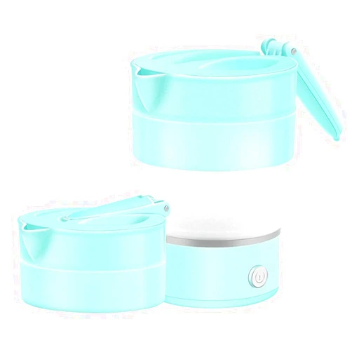 VSULZVNU Foldable Electric Kettle Light Weight Silicone Foldable Electric Kettle, Collapsible Water Kettle, 0.6L Fast (Color : Pink) Present, Green (Green)