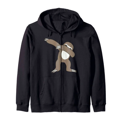 Cute Dainty Dab Arboreal Lovers Shirts Dabbing Sloth Art - Funny Slow-Moving Animal Design Gift Zip Hoodie