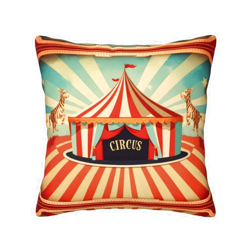 TRUKD Throw Pillow Covers,Vintage Circus Background Cushion Covers Square,16x16 for Outdoor Patio Garden Sofa Farmhouse