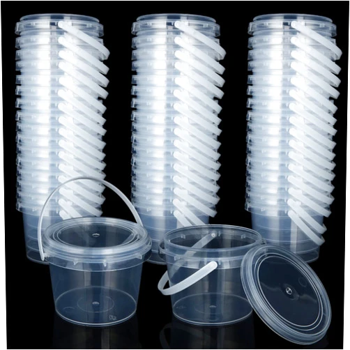 ZOEYES 50 PCS 10 oz Slime Containers with Lids and Handles, Plastic 300ml Storage Bucket Containers, Clear Slime Storage Case for Slime DIY Art Craft, Pigment, Small Tools, Part Material
