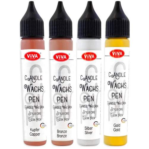Viva Decor Candle Pen 4 x 0,95 Fl oz -Classic Queen Set - Wax Paint for Candles | Candle Wax Pen for Custom Designs | Safe Candle Paint | for Decorating Candles | for Special Occasions | DIY Projects
