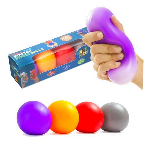 KELZ KIDZ Durable Jumbo Pull and Stretch Stress Squeeze Ball (4 Pack) - Great and Fun Squishy Party Favor Fidget Toy - Excellent Sensory Relief for Tension and Anxiety!…