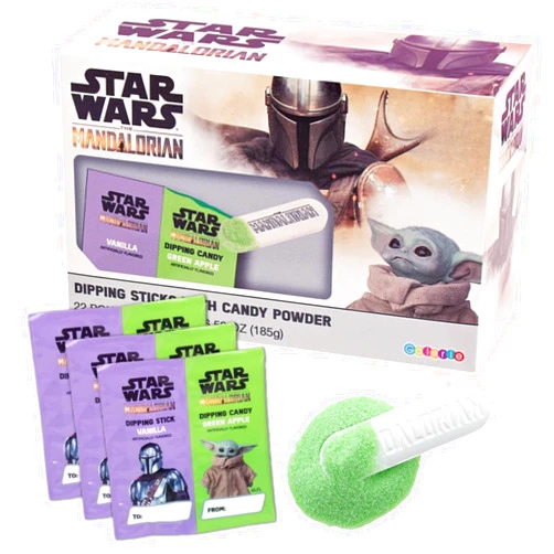 Galerie Star Wars Lick & Dip Mandalorian Dipping Sticks with Candy Powder, Individually Wrapped Shareable Candies for Birthday Parties 18 Count