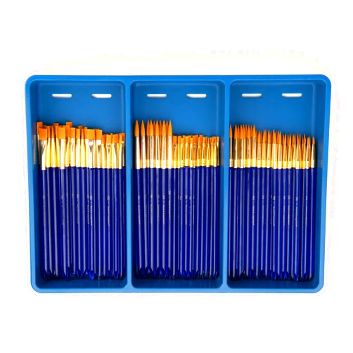 Royal & Langnickel Royal Brush Gold Taklon Paint Brush Super Value Pack, Assorted Sizes, 120 Brushes