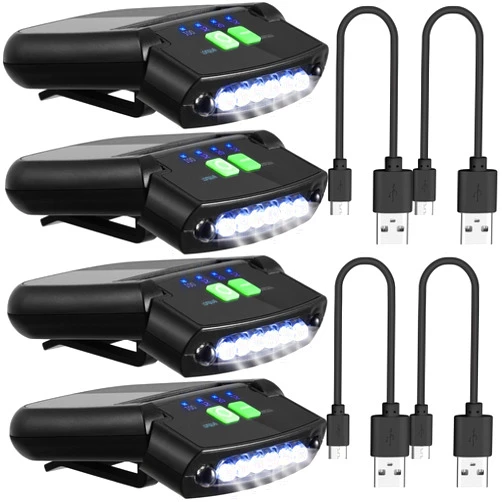 Mudder LED Clip on Cap Lights USB Rechargeable Cap Flashlight Clip Waterproof Ultra Bright Hat Flashlight Headlamp for Fishing Camping Hand Work