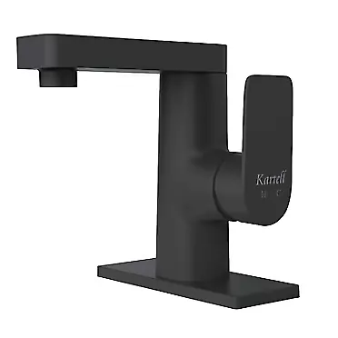 Kartell Matte Black Bathroom Faucet for 360°Swivel Spout Single Handle Vanity Sink Faucet,One Hole or Three Holes Vanity Faucet Farmhouse RV Bathroom Vessel Basin Faucet Deck Mount,Lead-Free