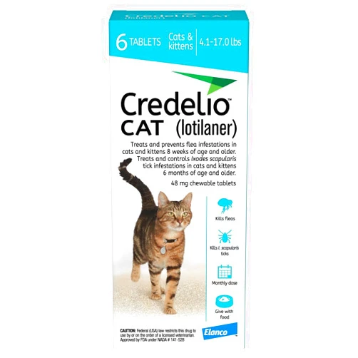 Credelio CAT Flea & Tick Infestation Prevention and Treatment for Cats 4.1-17 lbs. | 6-Month Supply