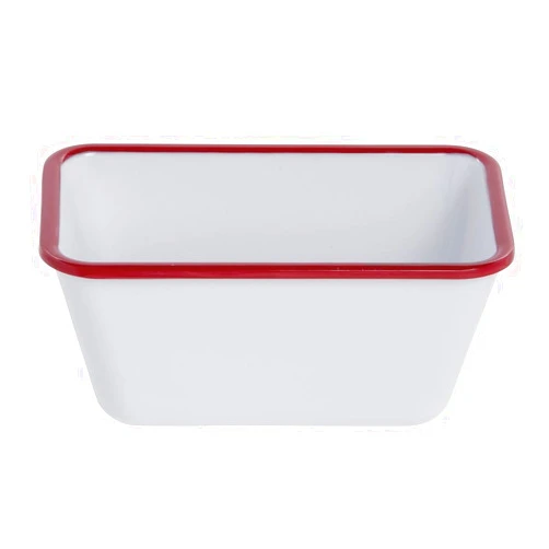 HUBERT Serving Bowl Enamelware Look Melamine White/Red - 7