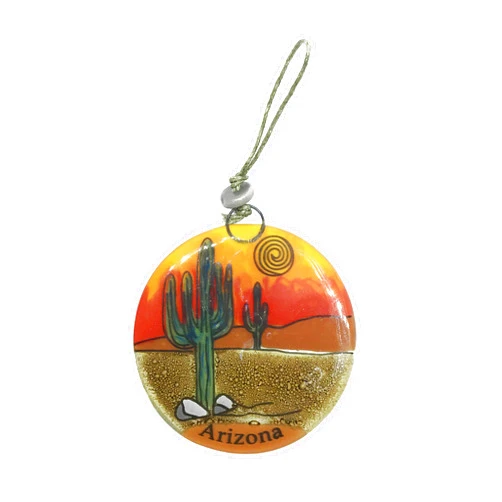 Sonoran Souvenirs Glass Cactus Ornament Arizona Namedrop (2.75