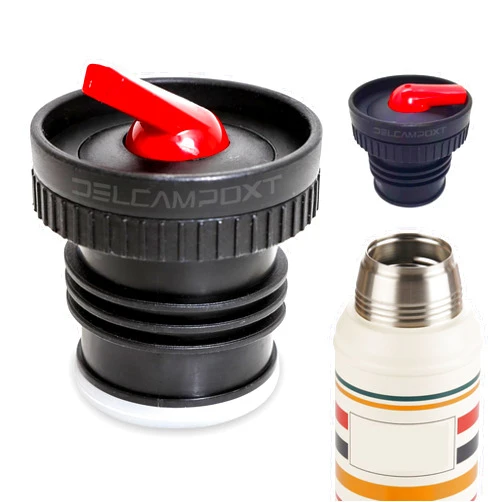 DelCampoXT Stanley Thermos Stopper Pico de Mate Replacement Cap - Fits Classic Vacuum Insulated Wide Mouth Bottles (1.1QT, 1.5QT, 2QT) - Black/Red - Set of 1