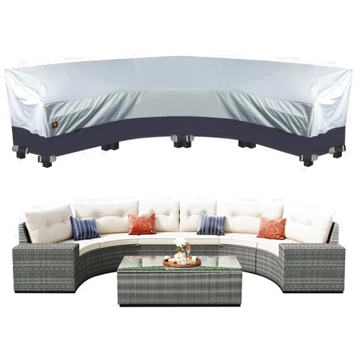 ClawsCover 6-8 Seater Curved Outdoor Patio Sectional Couch Covers Heavy Duty Waterproof Fadeless 600D Weatherproof Outside Sofa Chair Furniture Set Cover,190
