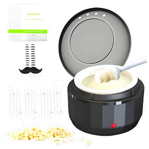 LEISENOR Nose ear wax kit men, Nose Hair Waxing Kit with 50 g Wax, 15 Applicators, 5-10 Times, Ear Hair Removal Kit For Men and Women, Usb Rapid Heating, Constant Temperature, Painless, Black