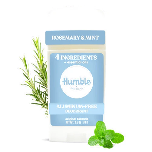 HUMBLE SIMPLE AND TRUE. Humble Aluminum-Free Deodorant for Women & Men, Rosemary Mint - Clean & Fresh Natural Deodorant Stick with Essential Oils for Long-Lasting Odor Control - 1 Pack