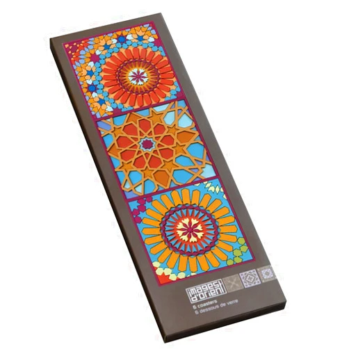 Images d'Orient Images d’ Orient Moucharabieh Coaster Set – 6-Piece PVC Drink Coasters, Washable, Shatterproof, Heat-Resistant, 3.5 x 3.5 Inches, Elegant Geometric Design
