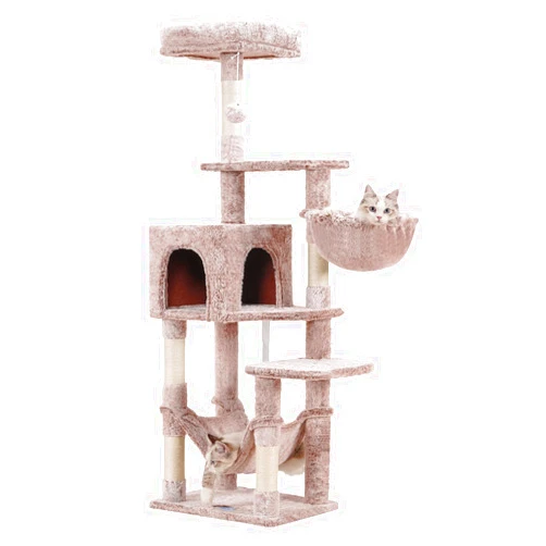 Hey-brother Cat Tree with Large Hammock, Multi-Level Cat Tower for Indoor Cats, Cat Condo with Sisal-Covered Scratching Posts and Top Perch, Muchroom MPJ050MU