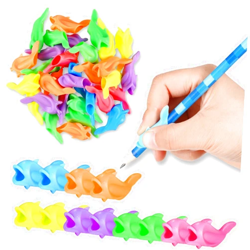 Nezyo 60 Pieces Silicone Ideal Pencil Holders Assorted Writing Aid Grips Children Training for Kids Handwriting Toddlers Posture Correction Tools Writing Tools
