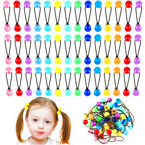 JenPen 36 Pieces Hair Ties Hair Balls Ponytail Holders Colorful Twin Bead Ponytail Balls 80s 90s Elastic Hair Accessories for Baby Kid (Colorful,16 mm)
