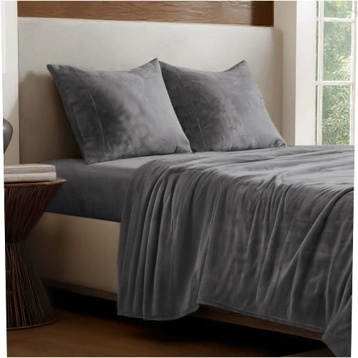 Bare Home Microplush Fleece Sheet Set - Queen Size - Ultra Soft Velvet - Cozy & Warm - Plush All-Season Comfort - Wrinkle Resistant - Deep Pocket Fit - Non-Pilling Sheets (Queen, Grey)
