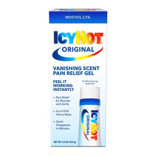 Icy Hot Vanishing Scent Pain Relief Gel with Menthol, No-Mess Sponge Applicator, 2.5 Ounces