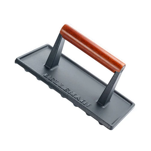 Bellemain Bacon Press Rectangle | Heavy-Duty Cast Iron Grill Press for Perfectly Seared Bacon, Steak & Sandwiches | Equalized Weight Distribution