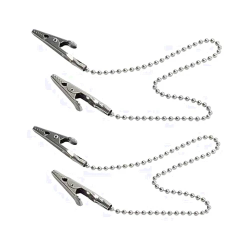 XINGZI Pack of 2 Metal Ball Chain Napkin Fixing Clip Dental Bib Clasp Holder Lanyard Elderly Adult Bib Clip Neck Strap Length 12- Keep Your Napkin Securely Placed While Dining