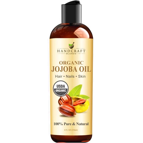 Handcraft Blends USDA Organic Jojoba Oil - 8 Fl Oz - 100% Pure and Natural - Premium Grade Oil for Face, Body and Hair - Anti-Aging Oil - Cold-Pressed and Hexane-Free - Packaging May Vary