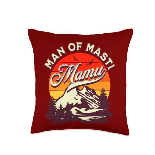 Gift for those who love Urdu Hindi culture Man of Masti, Cool Pakistani Mamu Desi Uncle Throw Pillow, 16x16, Multicolor