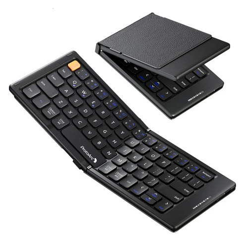 ProtoArc Foldable Compact Keyboard, XK04 Portable Bluetooth Keyboard with PU Leather Cover, Pocket-Sized Wireless Travel Keyboard for for iPad, iPhone, Smartphone, Tablet and Laptop - Black